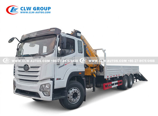 FAW JK6 6x4 Crane Truck 320HP 25T Payload Capacity With XCMG Folding Boom Crane