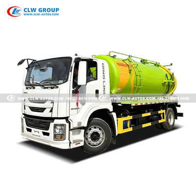 12 Cubic Meters Carbon Steel Tank Vacuum Sewage Suction Truck with High-efficiency Rotary Vane Vacuum Pump
